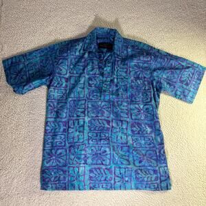 Rare Vintage Pete Huntington Bali Handcrafted Batik Shirt Floral Geometric L